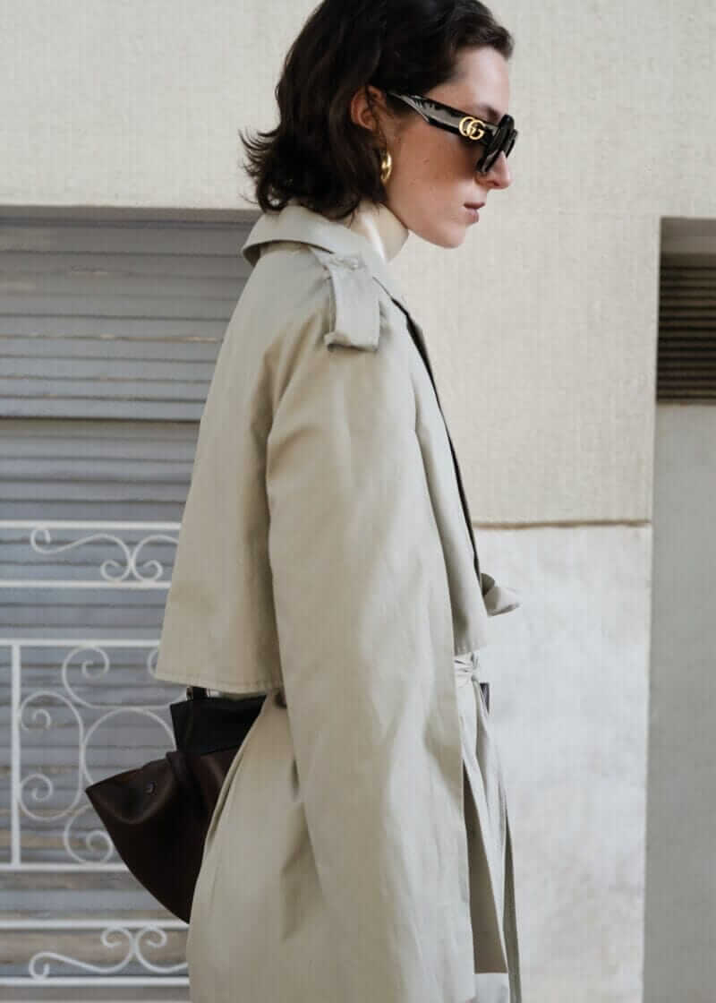 Cotton Trench Coat w/ Statement Sleeves